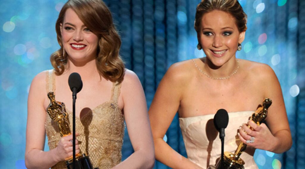 jennifer lawrence emma stone peggy la cochonne